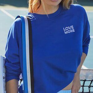 Spiritual Gangster Love More Freja Dolman Raglan Pullover, Blue, Medium, NWT